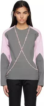 Эксклюзивная серо-розовая футболка с длинным рукавом SSENSE Strongthe