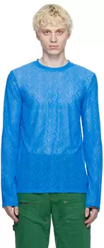 Эксклюзивная синяя футболка с длинным рукавом SSENSE Marine Serre