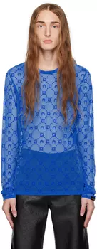 Эксклюзивная синяя футболка с длинным рукавом SSENSE Moonogram Marine Serre