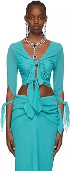 Эксклюзивная синяя футболка SSENSE Gisele Anna Sui