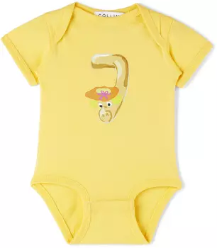 Эксклюзивное боди SSENSE Baby Yellow с принтом червячков Collina Strada