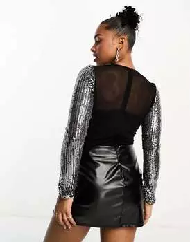 Эксклюзивное черное боди с пайетками Style Cheat