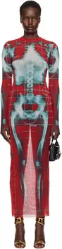Эксклюзивное красно-синее макси-платье The queletor от ENE Jean Paul Gaultier