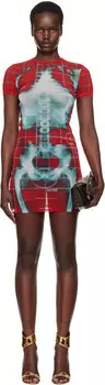 Эксклюзивное красно-синее мини-платье «The queletor» от ENE Jean Paul Gaultier