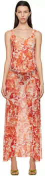 Эксклюзивное оранжевое макси-платье SSENSE с графическим принтом Marco Rambaldi