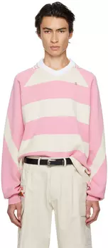 Эксклюзивное розово-белое поло SSENSE в стиле регби Kijun