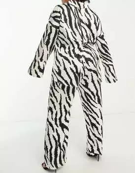 Эксклюзивные атласные широкие брюки 4th & Reckless с зебровым принтом