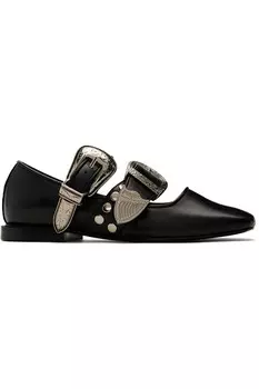 Эксклюзивные балетки Ssense из черной металлизированной кожи Toga Pulla, черный