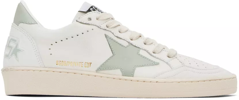 Эксклюзивные бело-зеленые кроссовки Golden Goose SSENSE со звездами