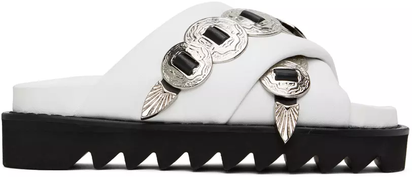 Эксклюзивные белые сандалии SSENSE с крест-накрест Toga Pulla
