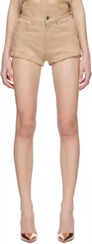 Эксклюзивные бежево-белые шорты SSENSE со спиральными вставками Mugler