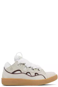 Эксклюзивные бежевые кроссовки Curb Leather от SSENSE Lanvin