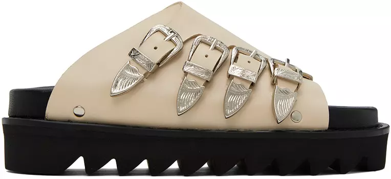 Эксклюзивные бежевые сандалии с пряжкой Toga Pulla SSENSE