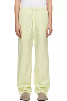 Эксклюзивные брюки-пижамы из хлопкового поплина Auralee Edition зеленого цвета Ssense Tekla, цвет light moss stripes