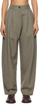 Эксклюзивные брюки SSENSE цвета хаки с двойной складкой спереди Studio Nicholson