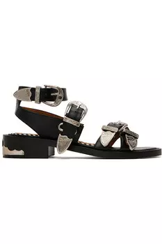 Эксклюзивные черные кожаные сандалии Ssense с металлическими элементами Toga Pulla, черный