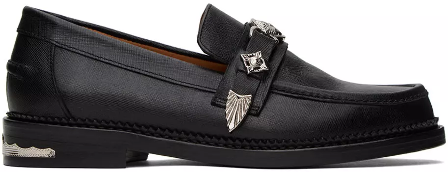 Эксклюзивные черные сафьяновые мокасины SSENSE Toga Virilis