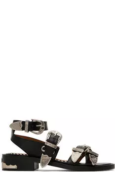 Эксклюзивные черные сандалии из кожи с металлическим покрытием SSENSE Toga Pulla