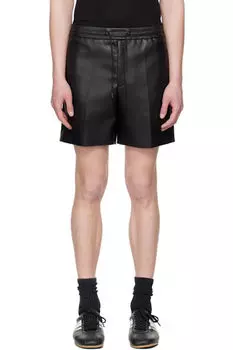 Эксклюзивные черные шорты из искусственной кожи с завязками от SSENSE System