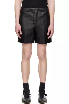 Эксклюзивные черные шорты с завязками из искусственной кожи Ssense System, цвет bk