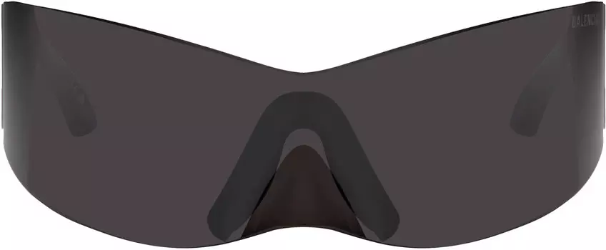 Эксклюзивные черные солнцезащитные очки SSENSE Avant Premier Panther Mask Balenciaga, Black/Black/Grey