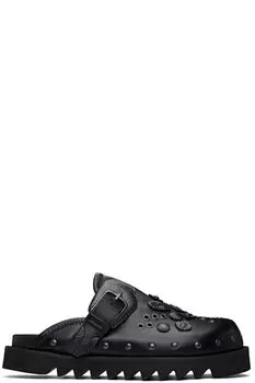 Эксклюзивные черные туфли-сабо с металлическими люверсами SSENSE Toga Virilis