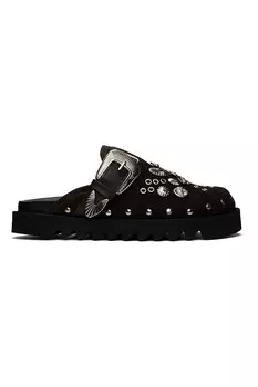 Эксклюзивные коричневые лоферы-сабо с металлическими люверсами Ssense Toga Pulla, коричневый