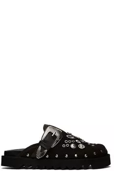 Эксклюзивные коричневые туфли-сабо с металлическими люверсами от SSENSE Toga Pulla