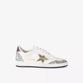 Эксклюзивные кожаные низкие кроссовки Ballstar, украшенные пайетками Golden Goose, белый