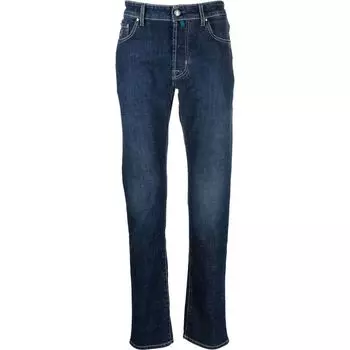 Эксклюзивные прямые джинсы цвета индиго с отделкой в виде банданы Jacob Cohen, синий