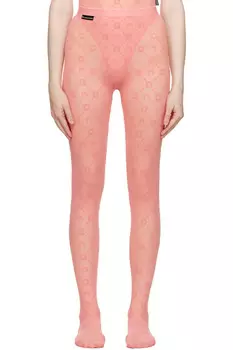 Эксклюзивные розовые колготки из переработанной сетки с флокированием Ssense Marine Serre, розовый