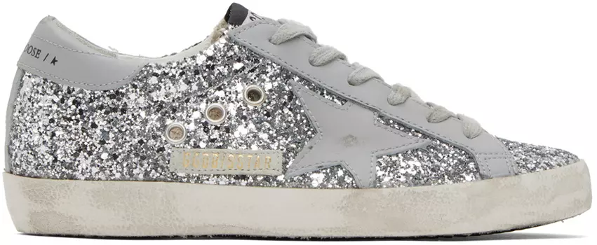 Эксклюзивные серебристые кроссовки Super-Star SSENSE Golden Goose