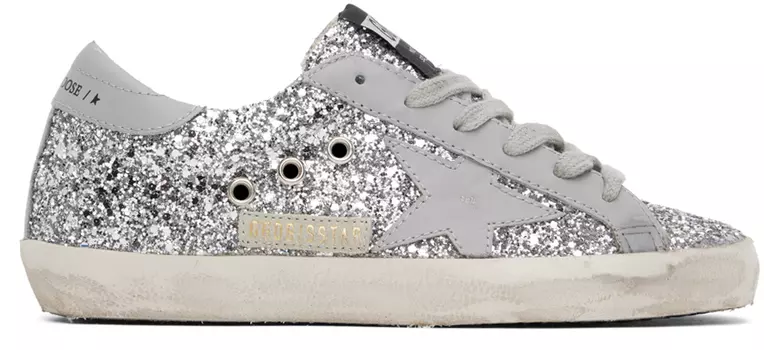 Эксклюзивные серебряные кроссовки SSENSE Super-Star Golden Goose