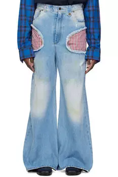 Эксклюзивные синие ажурные джинсы SSENSE EGONlab