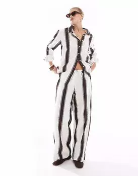 Эксклюзивные свободные пляжные брюки Esmee в коричневую и кремовую полоску Esme