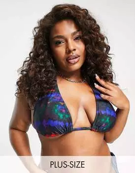 Эксклюзивный бикини-топ с треугольными бретельками и принтом South Beach