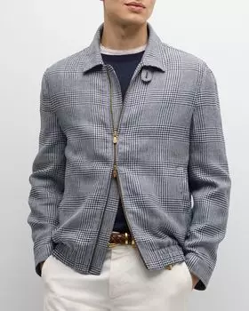 Эксклюзивный бомбер для мужчин Prince Of Wales Brunello Cucinelli, цвет Blue/White