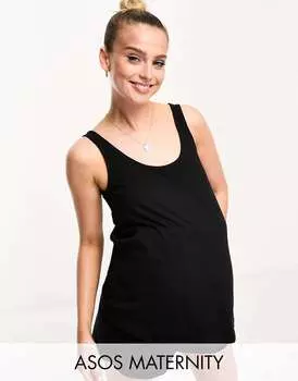 Эксклюзивный черный пижамный жилет из смешанного хлопка ASOS DESIGN Maternity
