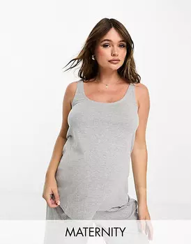 Эксклюзивный хлопковый пижамный жилет серого меланжевого цвета ASOS DESIGN Maternity