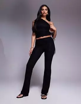 Эксклюзивный комплект брюк Kaiia с двухслойным облегающим поясом и кружевом в черном цвете