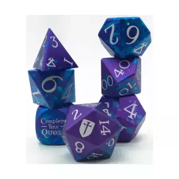 Эксклюзивный набор из двойного анодированного полиэстера — Аврорад с логотипами Noble Knight (7), Aluminium Solid Dice (Level Up Dice)