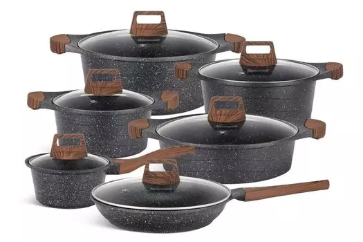 Эксклюзивный набор кастрюль из 12 предметов, мрамор, индукция, подарочный, ХИТ, ЭДЕНБЕРГ EDENBERG