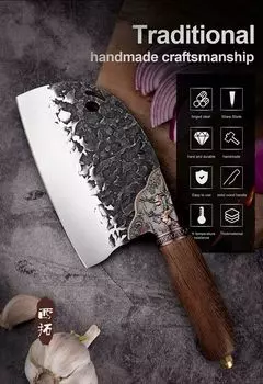 Эксклюзивный поварской нож с изысканным декором. Нож для мяса и мясника ручной ковки Muxel