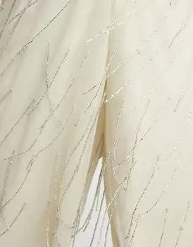 Эксклюзивный прозрачный комбинезон цвета шампанского Lace & Beads Petite с ниспадающими кристаллами