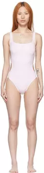 Эксклюзивный розовый нейлоновый цельный купальник SSENSE Courrges
