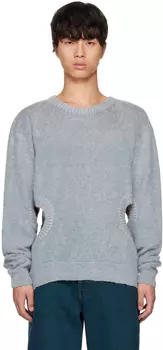 Эксклюзивный серый свитер SSENSE с вырезом khanh brice nguyen