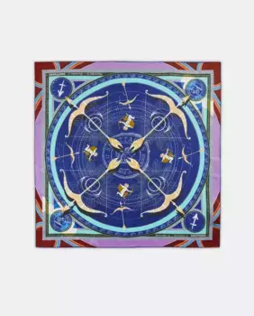 Эксклюзивный шарф из чистого шелка со знаками зодиака Codello, синий