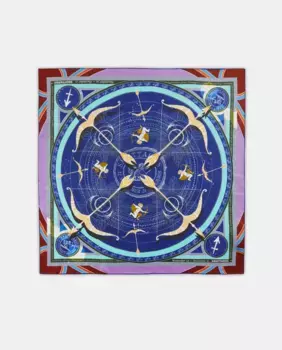 Эксклюзивный шарф со знаками зодиака из чистого шелка Codello, синий