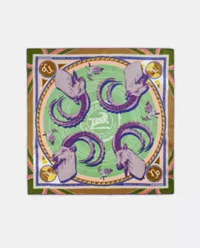 Эксклюзивный шарф со знаками зодиака из чистого шелка Codello, зеленый