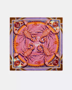 Эксклюзивный шарф со знаками зодиака из чистого шелка Codello, цвет Rosa